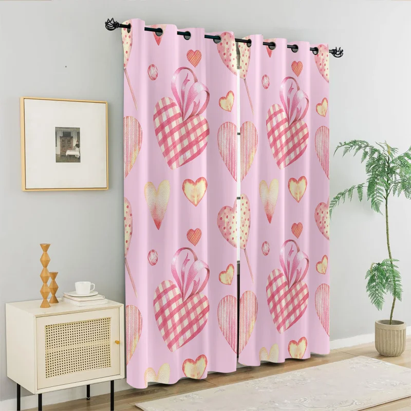 2Pcs Romantic Cute Style Pink Heart Print Perforated Blackout Curtains, Multi Size Girls Room Bedroom Insulation Decoration
2Pcs Romantic Cute Style Pink Heart Print Perforated Blackout Curtains, Multi Size Girls Room Bedroom Insulation Decoration