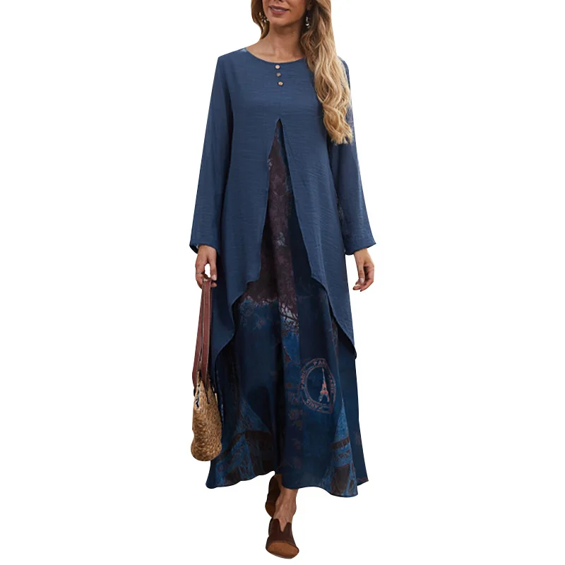 New Abaya Muslim Women's Robe Simple Fashion Fake Two-Piece Style Print Long Dress Dubai Arab Islam Femme Elegant Casual Dress
New Abaya Muslim Women's Robe Simple Fashion Fake Two-Piece Style Print Long Dress Dubai Arab Islam Femme Elegant Casual Dress