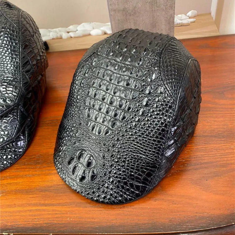 Authentic Real True Crocodile Skin Men's Winter Beret Hat Genuine Exotic Alligator Leather Male Black Flat Cabbie Newsboy Cap
Authentic Real True Crocodile Skin Men's Winter Beret Hat Genuine Exotic Alligator Leather Male Black Flat Cabbie Newsboy Cap