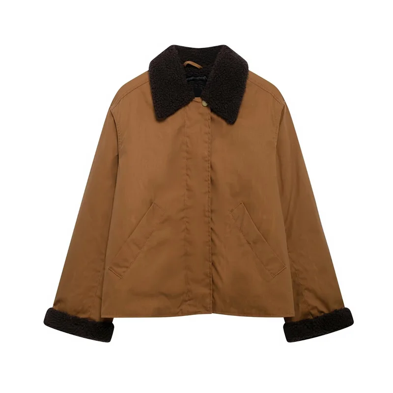 Winter Women's Color Collision Lapel Jacket Top 2024 New Casual Fashion Short Outerwear Elegant Women's Jacket
Winter Women's Color Collision Lapel Jacket Top 2024 New Casual Fashion Short Outerwear Elegant Women's Jacket