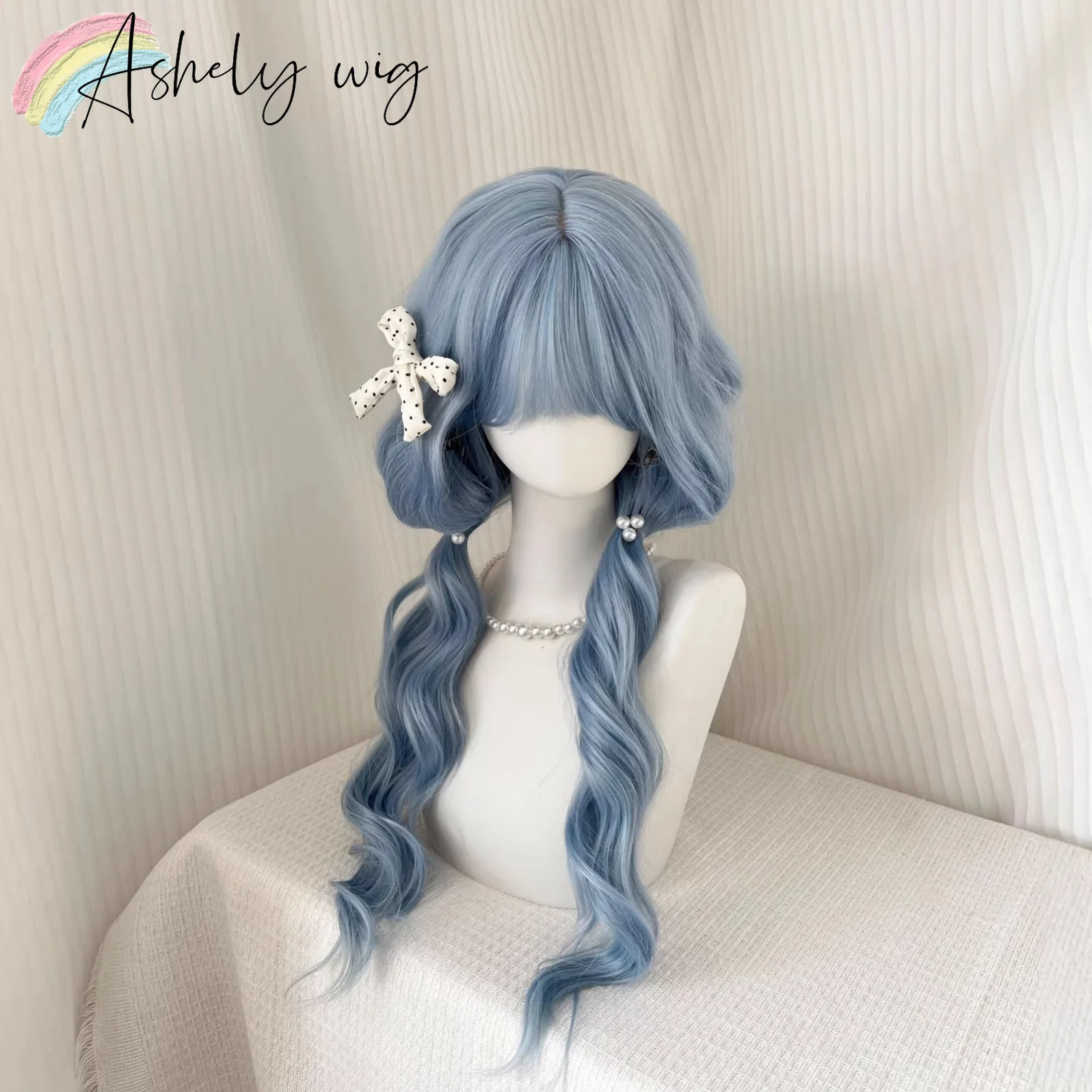 Soft Blue A Female Wig with Straight Bangs and Sea Wave Lolita Wigs 24inch High Temperature Fibers Natural Looking Synthetic Wig
Soft Blue A Female Wig with Straight Bangs and Sea Wave Lolita Wigs 24inch High Temperature Fibers Natural Looking Synthetic Wig