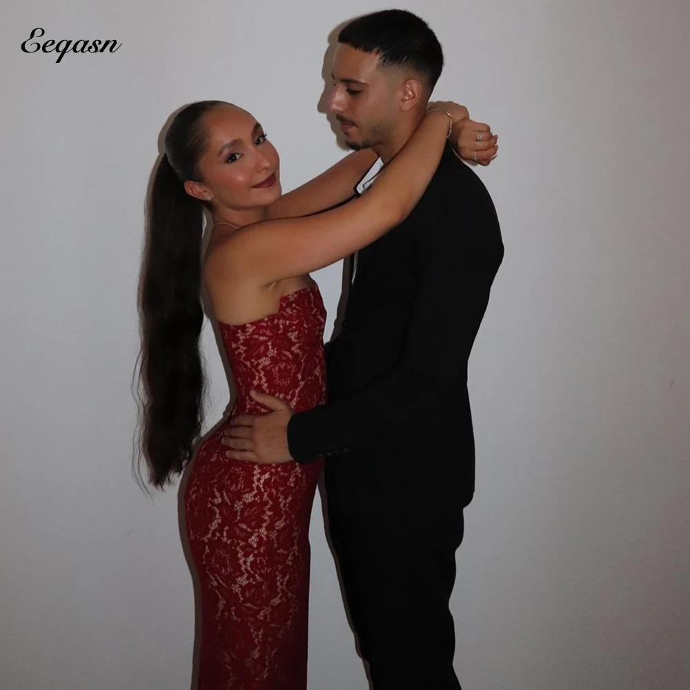 Modest Burgundy Lace Evening Dresses Strapless Mermaid Corset Back Woman Wedding Party Dresss Gown For Special Event Customized
Modest Burgundy Lace Evening Dresses Strapless Mermaid Corset Back Woman Wedding Party Dresss Gown For Special Event Customized