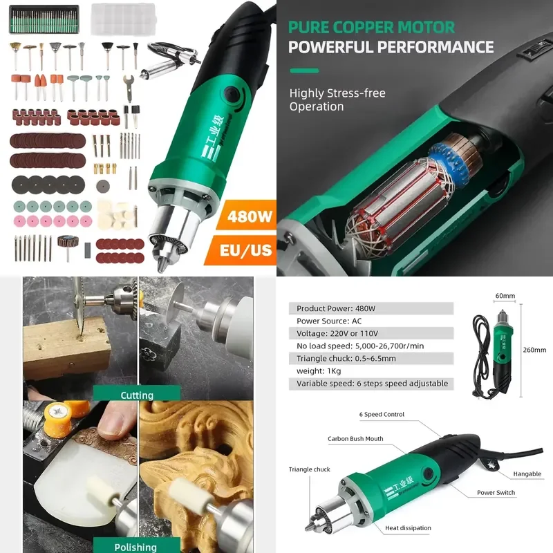 480W Mini Electric Grinder Engraver Polishing Machine Woodworking Rotary Tool Set for Dremel Mini Drill Variable Speed
480W Mini Electric Grinder Engraver Polishing Machine Woodworking Rotary Tool Set for Dremel Mini Drill Variable Speed