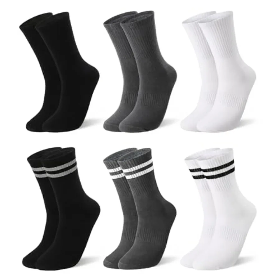 Striped Athletic Crew Socks, 6 Pairs Moisture Wicking Running Socks, Breathable Cotton Arch Support Mid Calf Casual Socks for M
Striped Athletic Crew Socks, 6 Pairs Moisture Wicking Running Socks, Breathable Cotton Arch Support Mid Calf Casual Socks for M