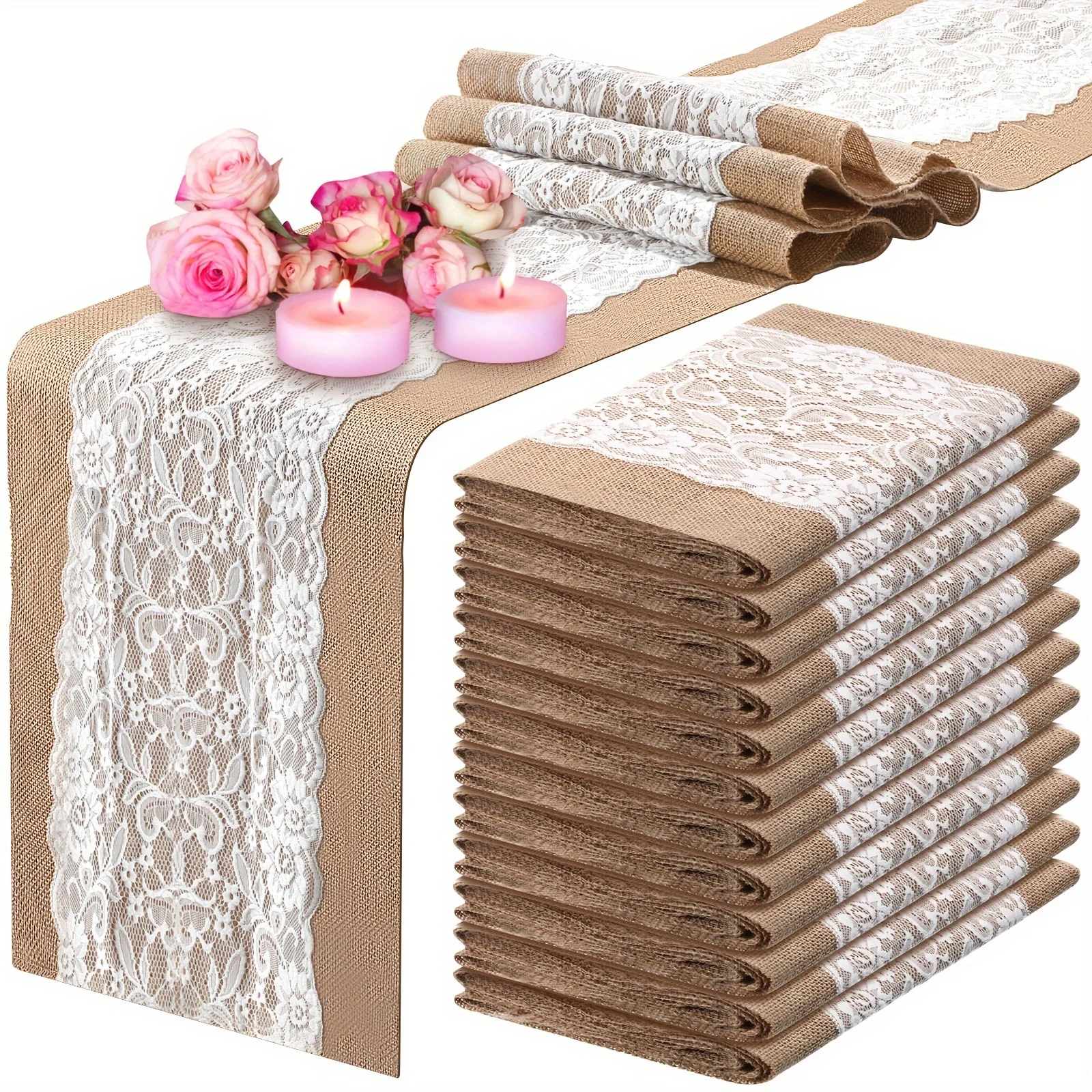12 Pack Lace Burlap Table Runner Rustic Natural Jute Table Runner Farmhouse Hessian Table Cloth for Vintage Country Wedding
12 Pack Lace Burlap Table Runner Rustic Natural Jute Table Runner Farmhouse Hessian Table Cloth for Vintage Country Wedding