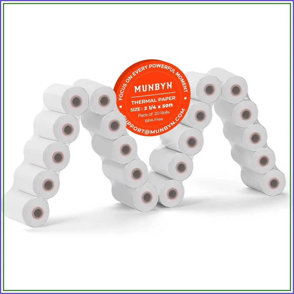 2 1/4 x 50ft Thermal Paper Rolls (20 Pack), BPA Free Receipt Paper for 58mm POS Printers & Square Terminal
2 1/4 x 50ft Thermal Paper Rolls (20 Pack), BPA Free Receipt Paper for 58mm POS Printers & Square Terminal