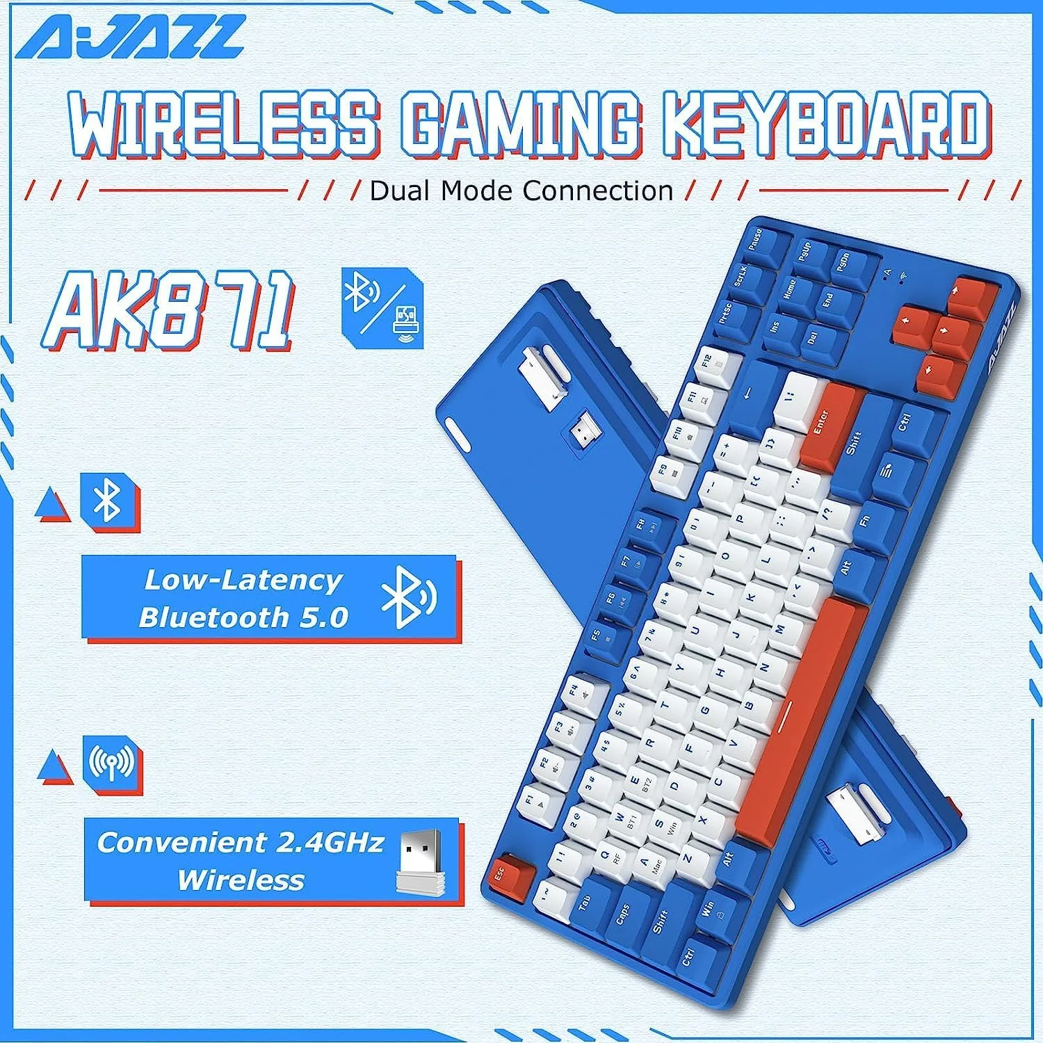 Ajazz AK871 Беспроводная механическая клавиатура TKL 87-клавишная игровая клавиатура с возможностью горячей замены, двухрежимная BT5.0/2.4G с магнитной верхней крышкой
Ajazz AK871 Беспроводная механическая клавиатура TKL 87-клавишная игровая клавиатура с возможностью горячей замены, двухрежимная BT5.0/2.4G с магнитной верхней крышкой