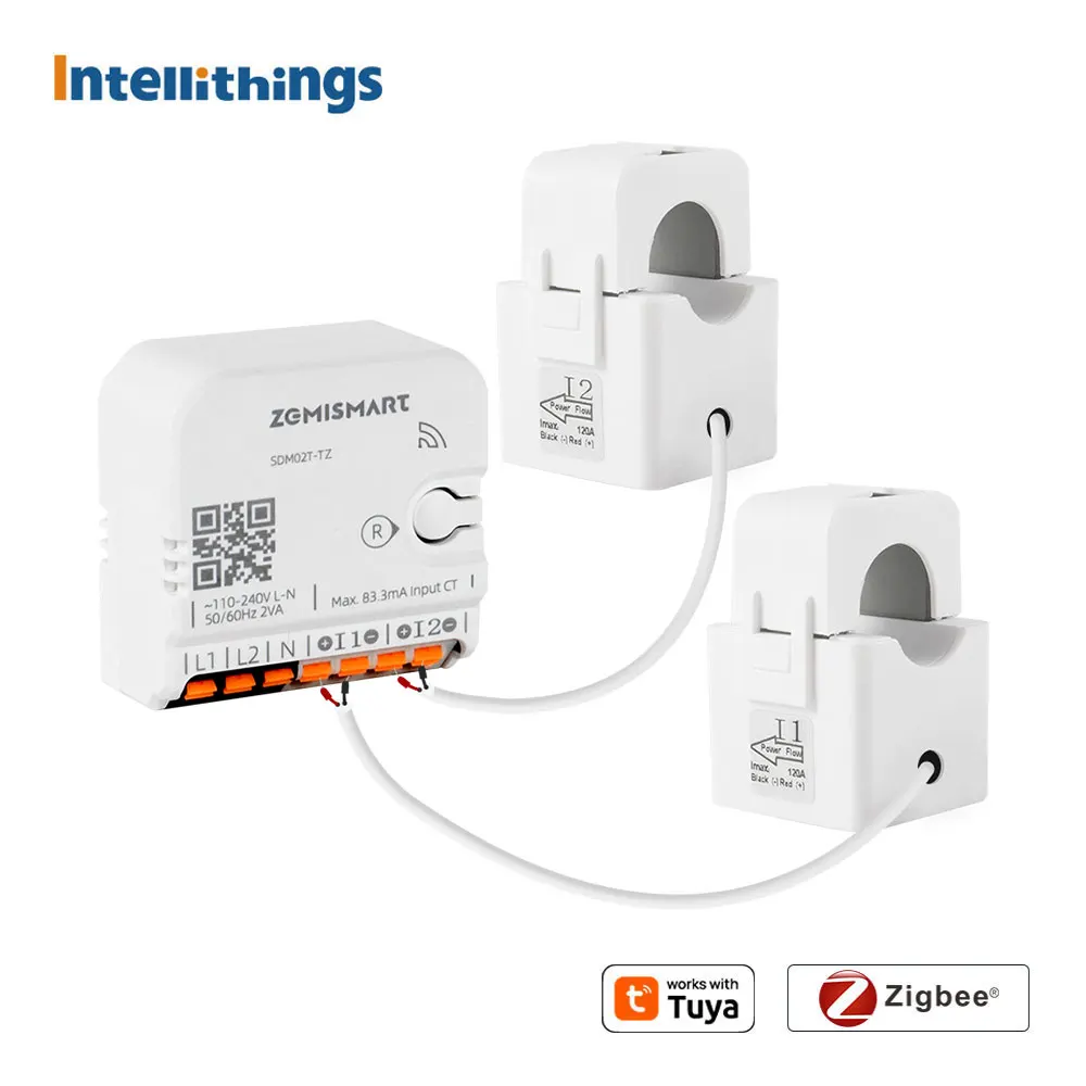 Smart Zigbee Energy Meter 2 Phase 120A Din-rail Power Monitor with Split-core CTs Real-time Measure Consumption Works with Tuya
Smart Zigbee Energy Meter 2 Phase 120A Din-rail Power Monitor with Split-core CTs Real-time Measure Consumption Works with Tuya