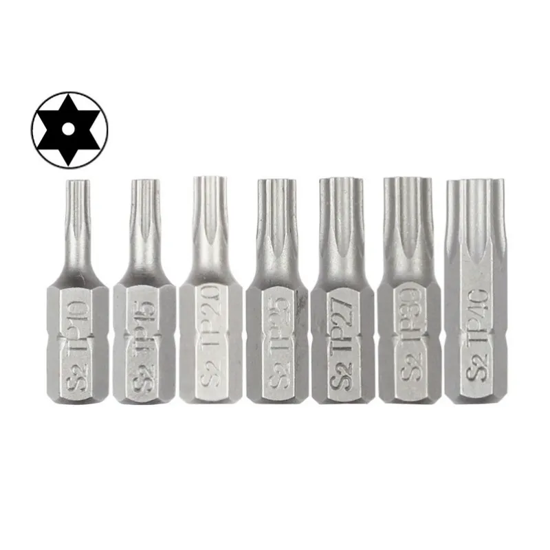 1 Inch TP10 15 20 25 30 35 Security Torx Screwdriver Bit Set 1/4 Inch 6.35mm Hex Shank Electric Screwdriver Bits For Power Tools
1 Inch TP10 15 20 25 30 35 Security Torx Screwdriver Bit Set 1/4 Inch 6.35mm Hex Shank Electric Screwdriver Bits For Power Tools