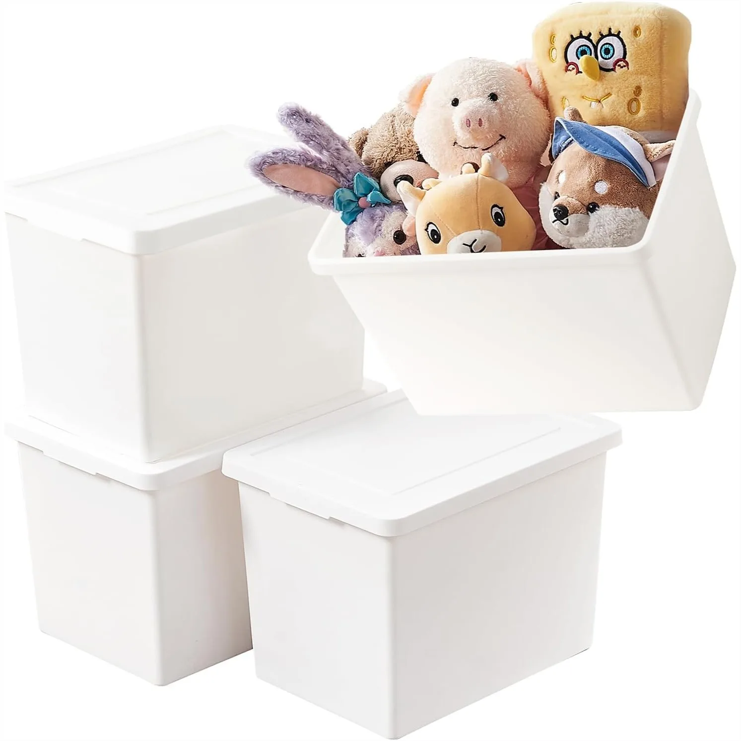 27 Quart Storage Bins with Lids Set of 4, Stackable Plastic Boxes with Handles for Organizing Snacks, Crafts, Tools, Books
27 Quart Storage Bins with Lids Set of 4, Stackable Plastic Boxes with Handles for Organizing Snacks, Crafts, Tools, Books