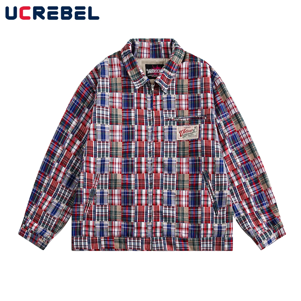 Retro Plaid Jacket Mens Autumn Spliced High Street Lapel Long Sleeve Zipper Fly Outerwear Men
Retro Plaid Jacket Mens Autumn Spliced High Street Lapel Long Sleeve Zipper Fly Outerwear Men