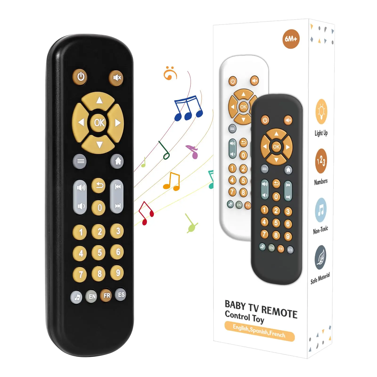 Baby Remote Control Toy for 6 Months+ with Music, TV Remote Toy with Realistic Light and Sound - English, French and Spanish for
Baby Remote Control Toy for 6 Months+ with Music, TV Remote Toy with Realistic Light and Sound - English, French and Spanish for