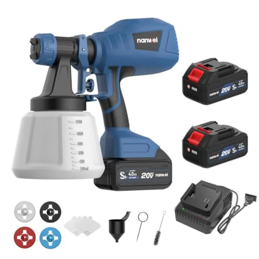 Cordless Paint Sprayer with 2 Batteries HVLP Spray Gun with 1200ML Container with 4 Nozzles and 3 Patterns Paint Sprayer Gun fo
Cordless Paint Sprayer with 2 Batteries HVLP Spray Gun with 1200ML Container with 4 Nozzles and 3 Patterns Paint Sprayer Gun fo
