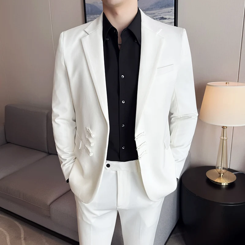 New Chinese Style Chinese Style Suit Set 2-piece Set Korean Version Slim Fit Business Elegant Formal Wedding Dress Set Size5XL-M
New Chinese Style Chinese Style Suit Set 2-piece Set Korean Version Slim Fit Business Elegant Formal Wedding Dress Set Size5XL-M