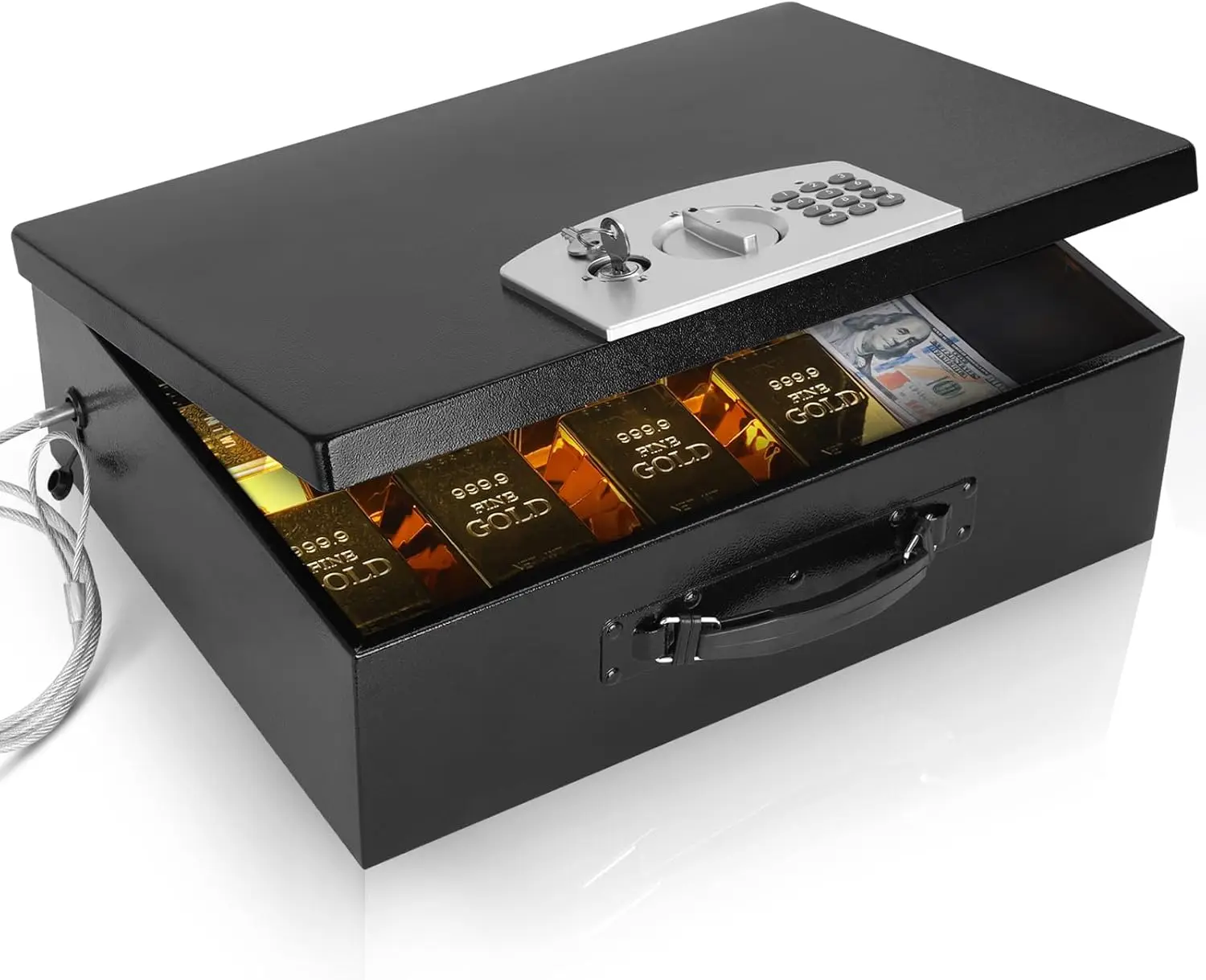 Portable Metal Safe Box with Digital Code Lock, Fire Resistant Storage for Documents, Home Office Security, Black XXL
Portable Metal Safe Box with Digital Code Lock, Fire Resistant Storage for Documents, Home Office Security, Black XXL