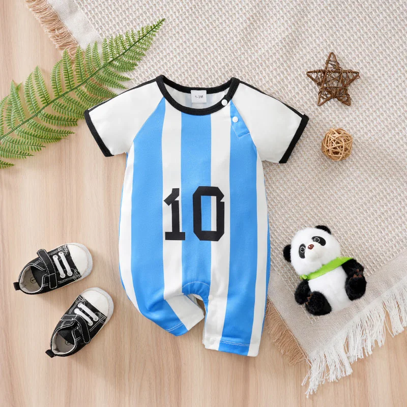 Newborn Baby Clothes Blue and white striped No.10 Football suit 0 3 6 9 12 Months summer short-sleeved Go out take baby jumpsuit
Newborn Baby Clothes Blue and white striped No.10 Football suit 0 3 6 9 12 Months summer short-sleeved Go out take baby jumpsuit