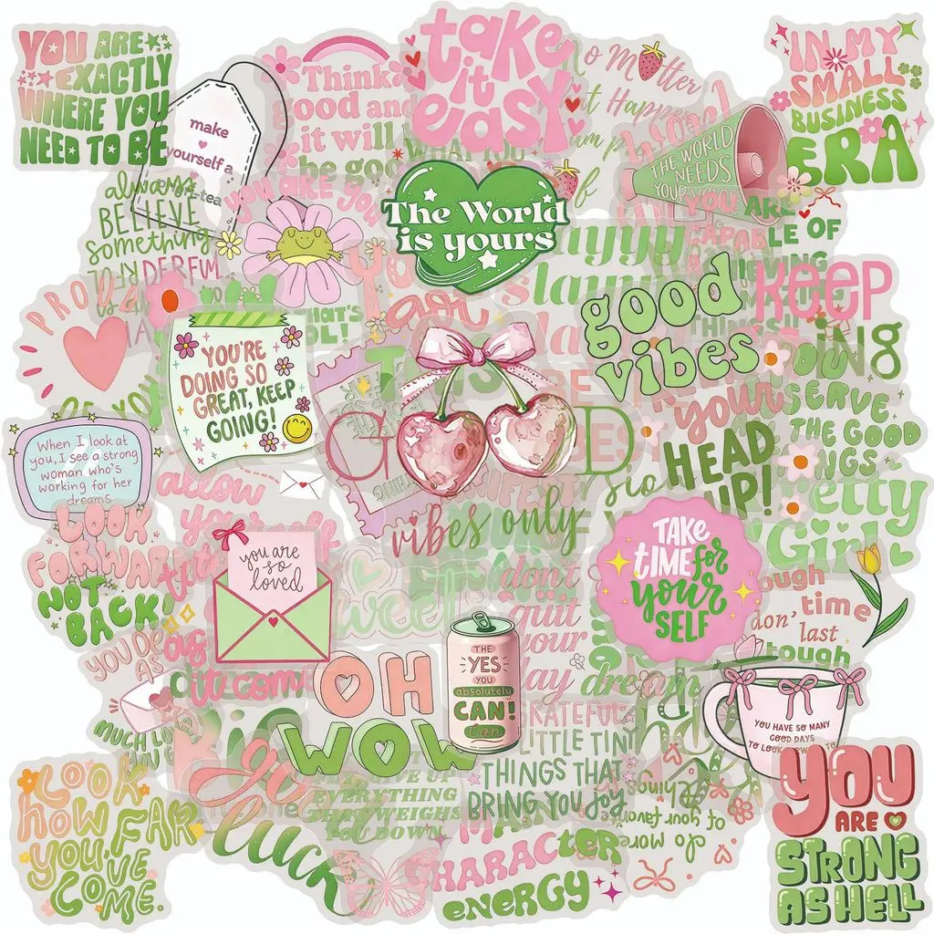 50Pcs Pink & Green Inspirational Transparent PET Stickers Waterproof for Journal Notebook BulingBulingStickers Store
50Pcs Pink & Green Inspirational Transparent PET Stickers Waterproof for Journal Notebook BulingBulingStickers Store