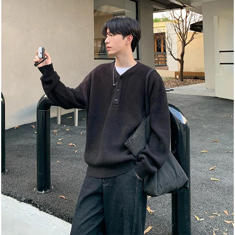 Bla Henry Collar Knitwear Men's Autumn Winter Sle Lazy Faion Base irt American Retro Knitted Coat Loose Fit Polyester...
Bla Henry Collar Knitwear Men's Autumn Winter Sle Lazy Faion Base irt American Retro Knitted Coat Loose Fit Polyester...