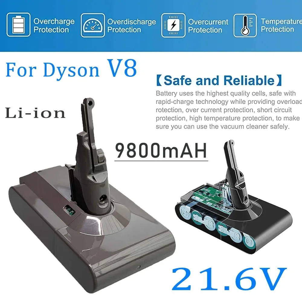 For Dyson V8 21.6V Replacement Battery 4800/6800/9800/12800mAh Portable Vacuum Cleaner Without Absolute Cable Dyson V8
For Dyson V8 21.6V Replacement Battery 4800/6800/9800/12800mAh Portable Vacuum Cleaner Without Absolute Cable Dyson V8