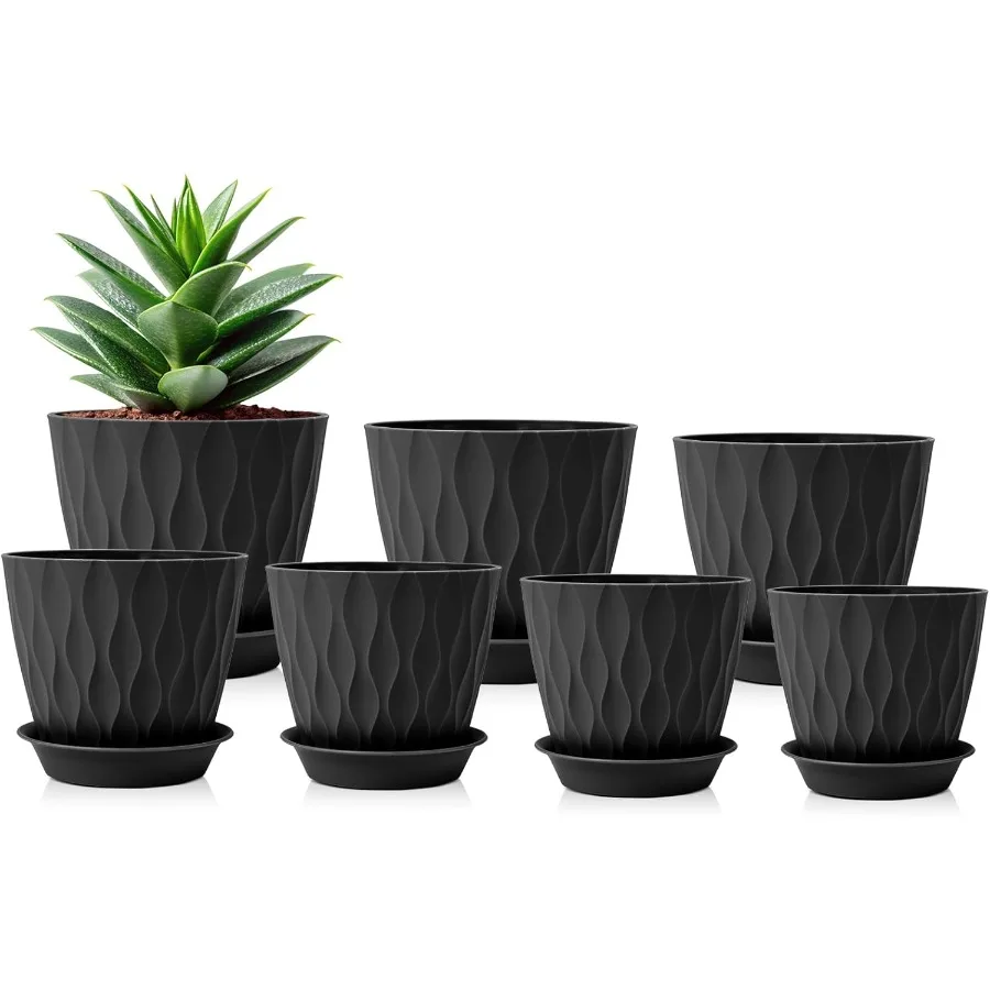 7 6.5 6 5.5 5 4.5 4 inch Plant Pots 7 Pack Flower Pots Indoor Outdoor Planters with Drainage Holes and Tray Saucers Black
7 6.5 6 5.5 5 4.5 4 inch Plant Pots 7 Pack Flower Pots Indoor Outdoor Planters with Drainage Holes and Tray Saucers Black