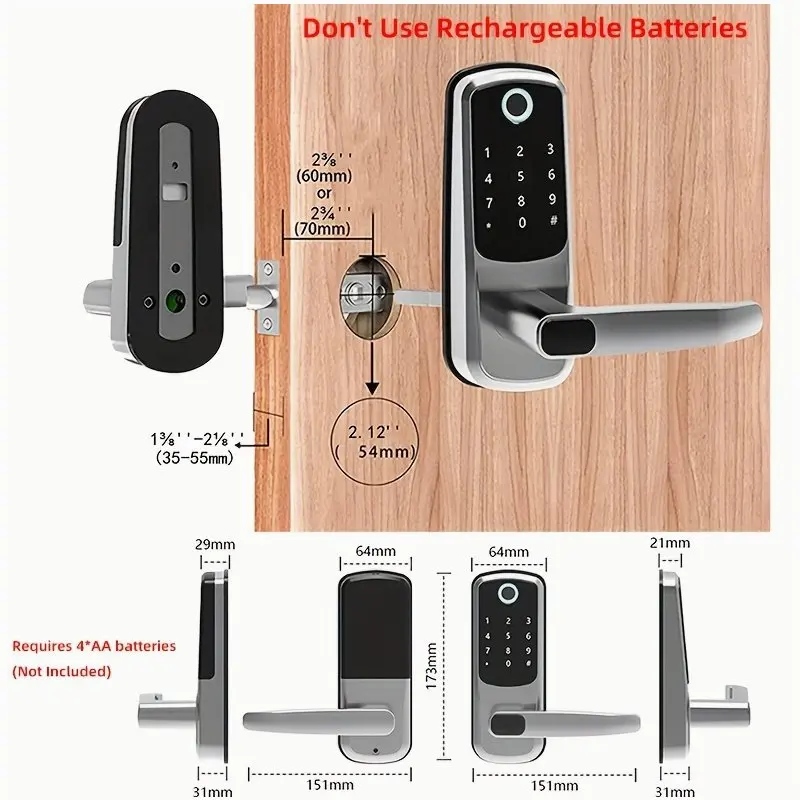Smart Digital Door Lock with Fingerprint Sensor, Keypad Code Entry & Remote Control – Electronic Door Handle for Interior/Entry Doors, Easy Installation, Battery Powered, Secure Biometric Access for Bedroom or Front Door (Model TH06T)
Smart Digital Door Lock with Fingerprint Sensor, Keypad Code Entry & Remote Control – Electronic Door Handle for Interior/Entry Doors, Easy Installation, Battery Powered, Secure Biometric Access for Bedroom or Front Door (Model TH06T)