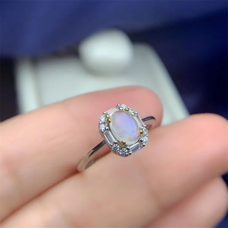 925 Silver Natural Moonstone Ring for Women Adjustable Size Simple Cute Design with Certificate
925 Silver Natural Moonstone Ring for Women Adjustable Size Simple Cute Design with Certificate