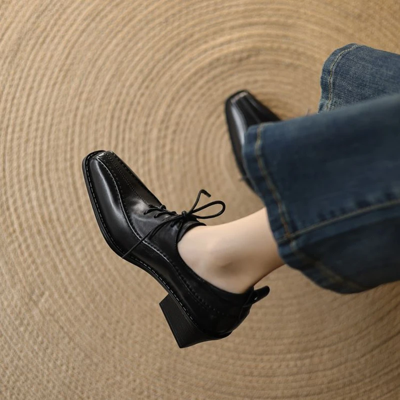 NEW Spring/Autumn Women Pumps Square ToeChunky Heel Shoes Concise GenuineLeather Shoes for Women Sewing Lace-up Handmade Shoes
NEW Spring/Autumn Women Pumps Square ToeChunky Heel Shoes Concise GenuineLeather Shoes for Women Sewing Lace-up Handmade Shoes
