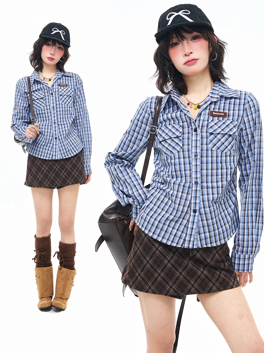 Sanowers Korean College Sle Plaid Long Sve irt Women's Spring Autumn Waist Cinching Slimming ort Coat Jaet
Sanowers Korean College Sle Plaid Long Sve irt Women's Spring Autumn Waist Cinching Slimming ort Coat Jaet