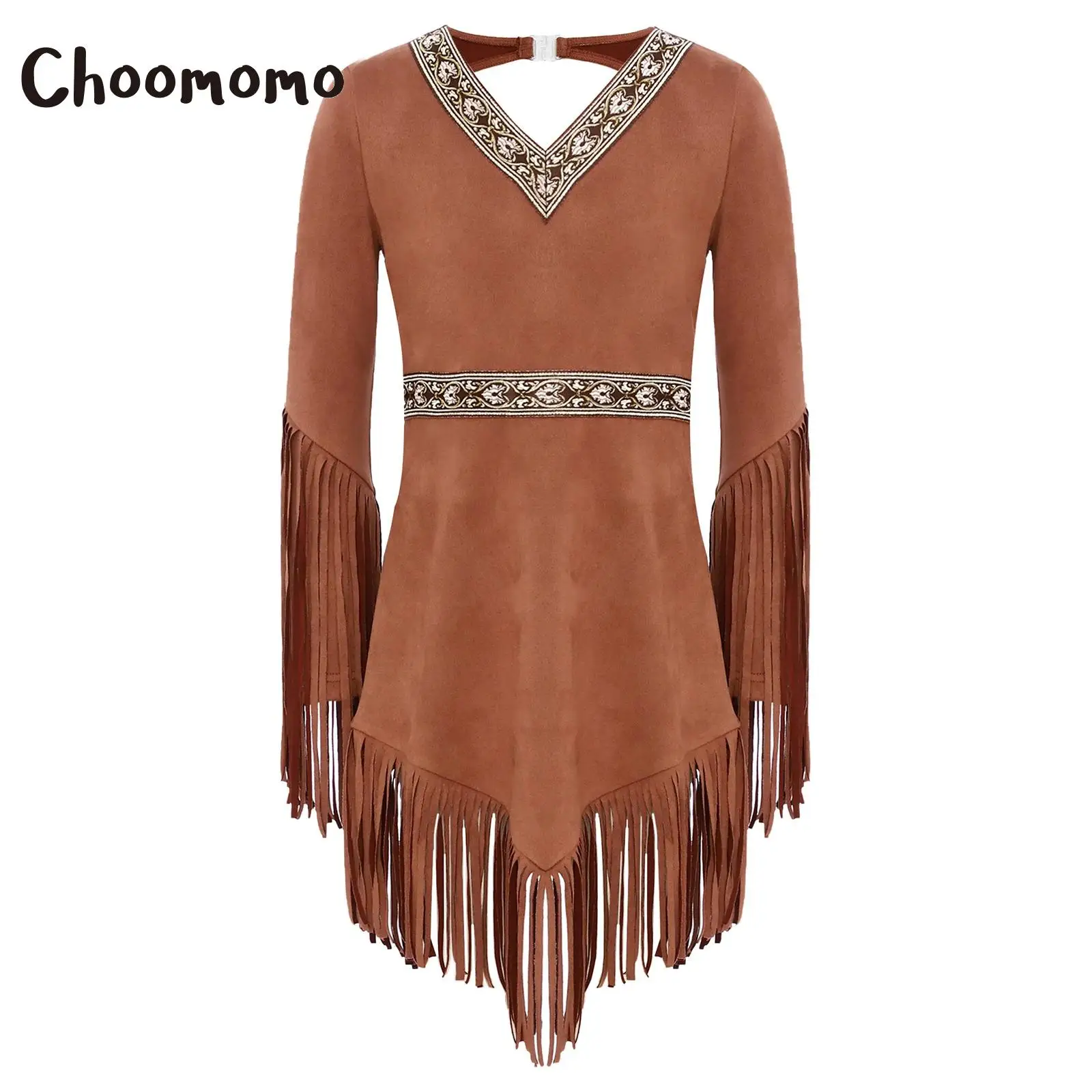 Girls Native American Cosplay Dress Savage Halloween Indian Indigenous Costume Long Fringed Sleeve Tassel Indians Princess Dress
Girls Native American Cosplay Dress Savage Halloween Indian Indigenous Costume Long Fringed Sleeve Tassel Indians Princess Dress