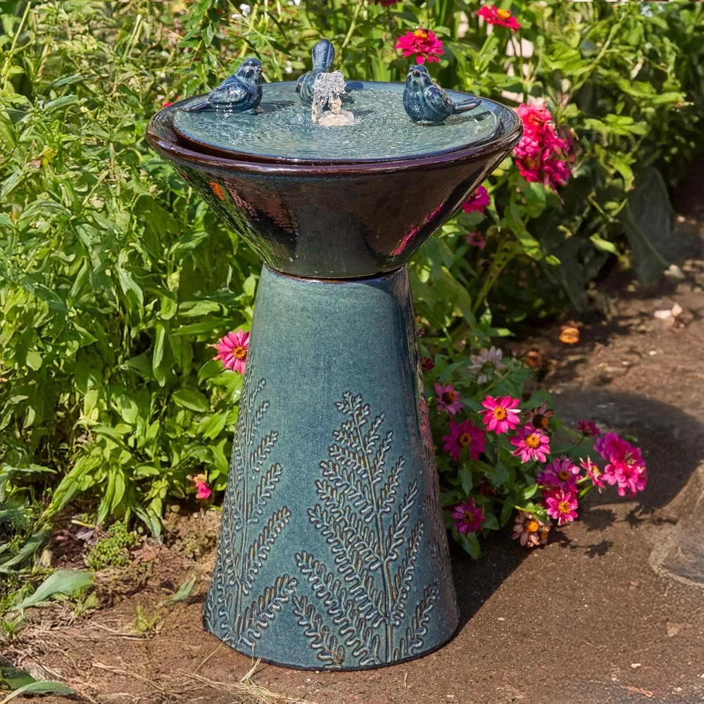 Gathering Birds 28-Inch Ceramic Bird Bath Fountain - Electric Bird Bath Fountain with LED Lights for Patio, Deck
Gathering Birds 28-Inch Ceramic Bird Bath Fountain - Electric Bird Bath Fountain with LED Lights for Patio, Deck
