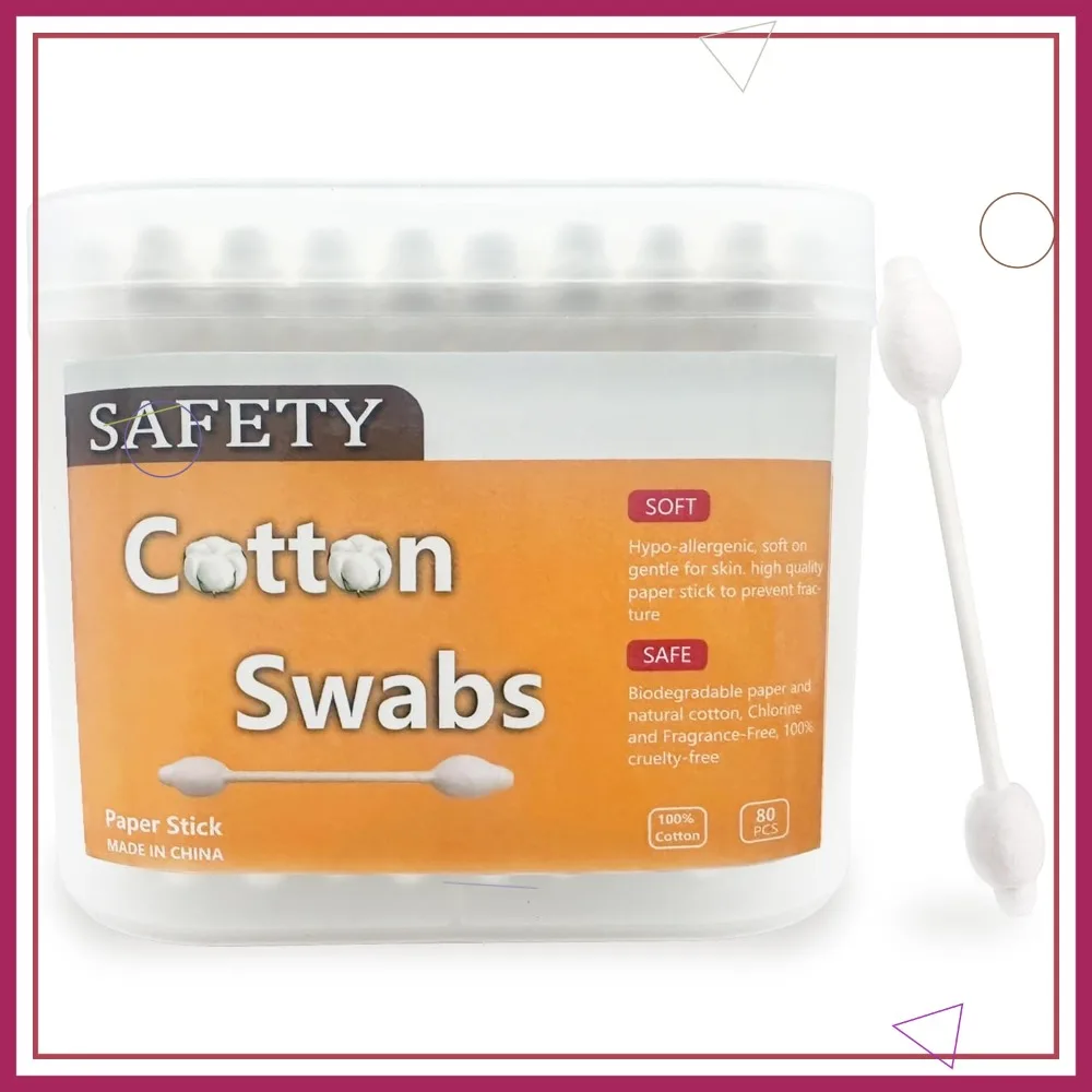 2 Packs 160pcs Safety Cotton Swabs with Large Tip, Baby Cotton Buds
2 Packs 160pcs Safety Cotton Swabs with Large Tip, Baby Cotton Buds
