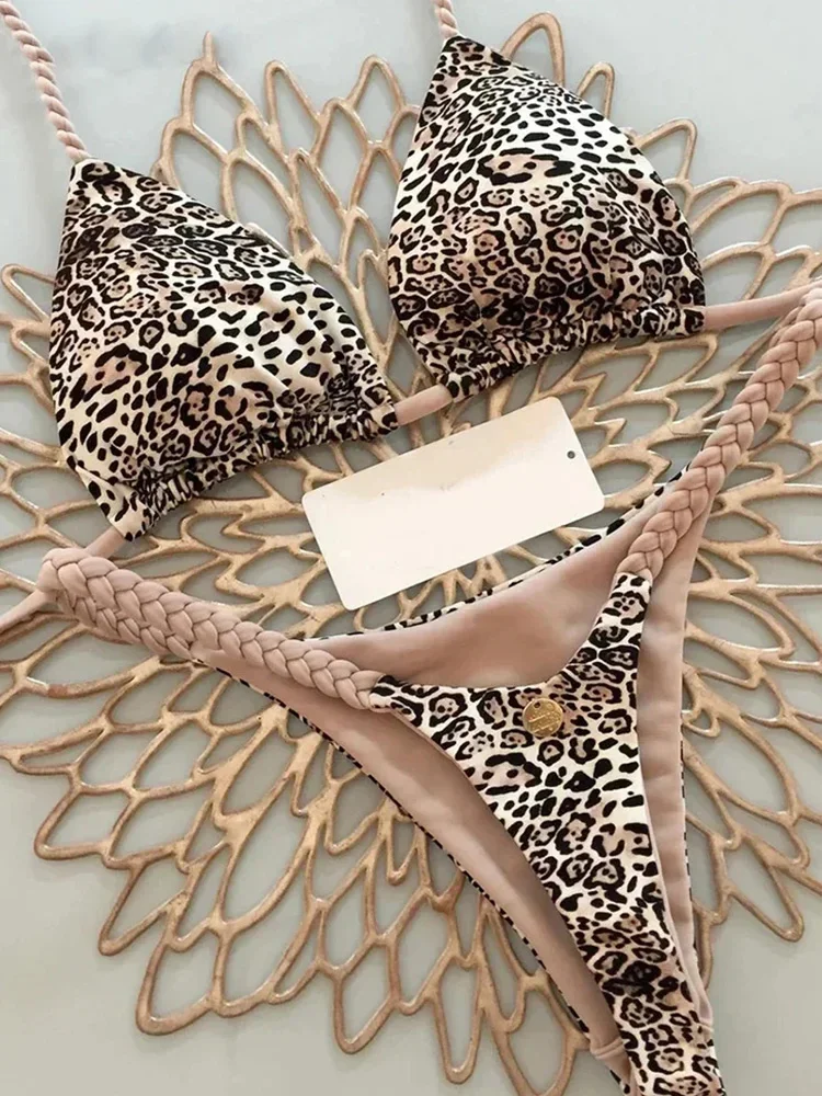 Fashion Swimwear Women Leopard Printed Sexy Bikini Set Striped Beachwear Summer Swimsuit Two Pieces Thong Bathing Suit Biquinis
Fashion Swimwear Women Leopard Printed Sexy Bikini Set Striped Beachwear Summer Swimsuit Two Pieces Thong Bathing Suit Biquinis