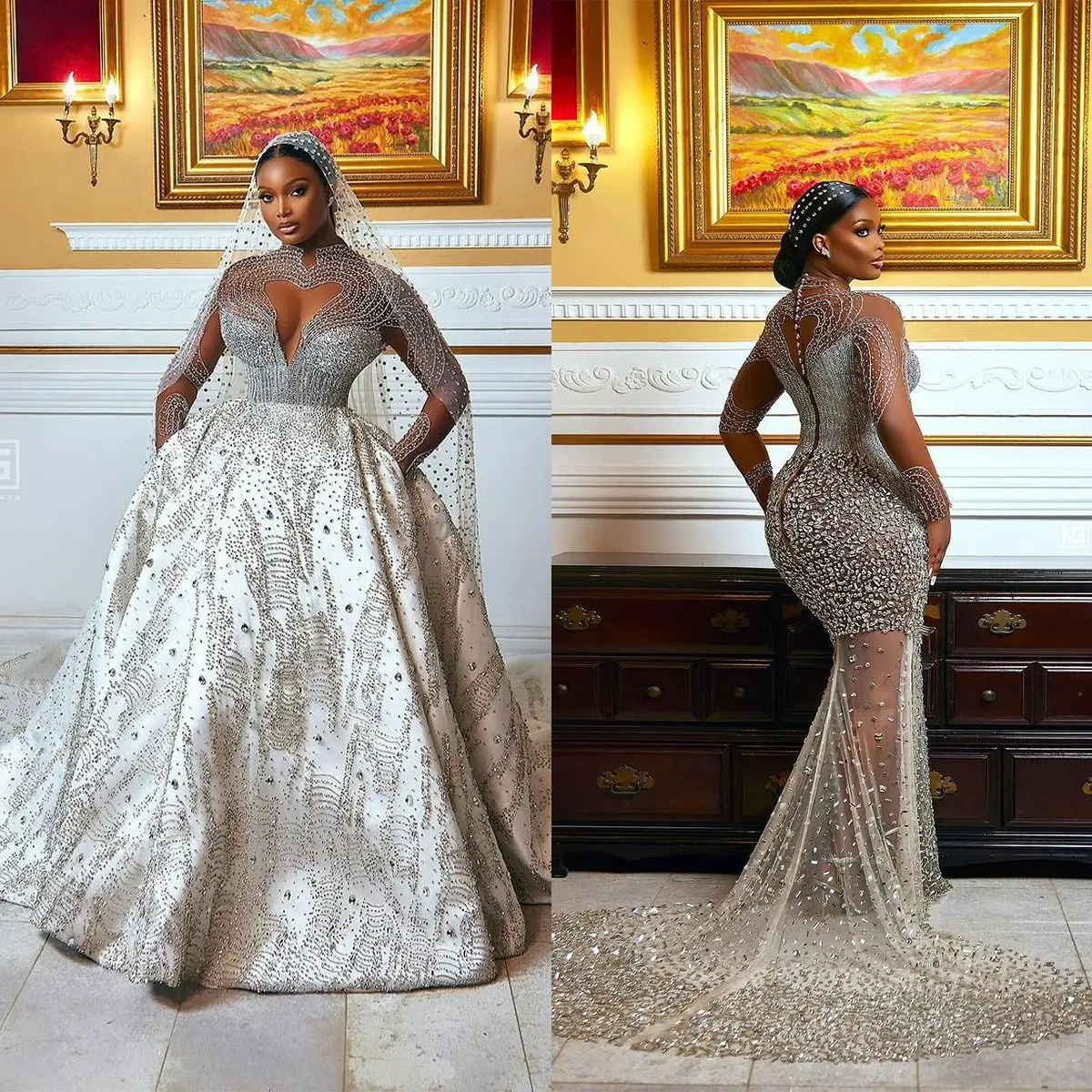 Customized Mermaid Wedding Dresses Crystal Beaded Bridal Gowns Detachable Train Slim Custom Made Long Sleeve Sweep Train Vestido
Customized Mermaid Wedding Dresses Crystal Beaded Bridal Gowns Detachable Train Slim Custom Made Long Sleeve Sweep Train Vestido