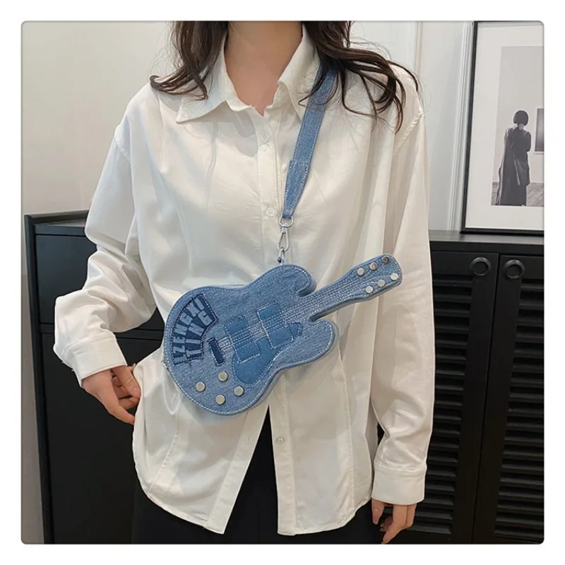 ALIDI S C Women Punk Guitar Shaped Denim Crossbody Bag Vintage Letter Patch Rivet Decor Shoulder Rock Streetwear Novelty Handbag
ALIDI S C Women Punk Guitar Shaped Denim Crossbody Bag Vintage Letter Patch Rivet Decor Shoulder Rock Streetwear Novelty Handbag