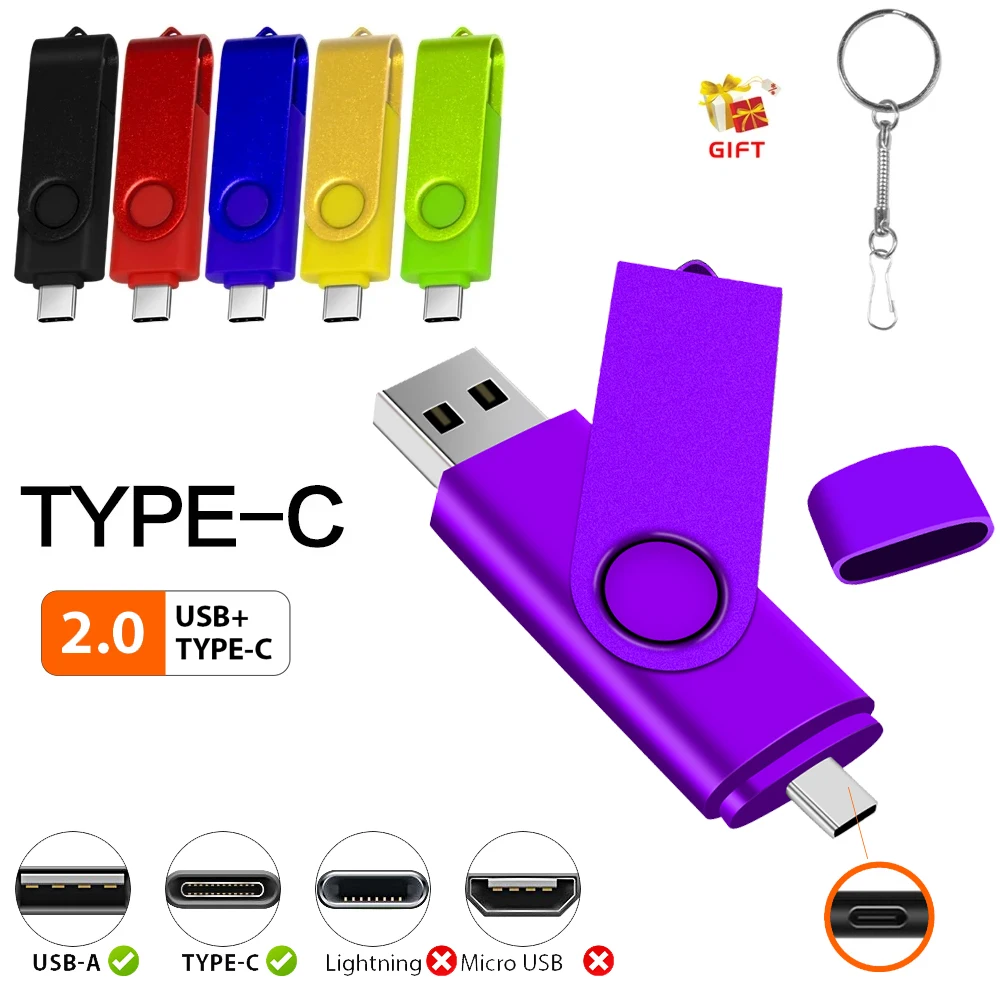 Type-C USB 2.0 High Speed Flash Drive 2 IN 1 360° Rotate Freely Pen Drive 64GB/32GB/16G Key Chain Multi-Format Compatible U Disk
Type-C USB 2.0 High Speed Flash Drive 2 IN 1 360° Rotate Freely Pen Drive 64GB/32GB/16G Key Chain Multi-Format Compatible U Disk
