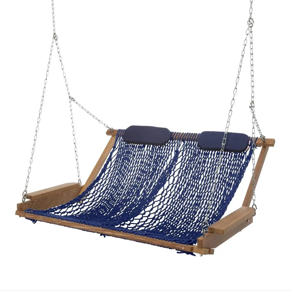 Deluxe Navy Blue DuraCord Rope Porch Swing – 52 in. Wide, 450 lb acity, w/ree Navy Pillows, Cumaru Wood e, Double-Weave, Indoor
Deluxe Navy Blue DuraCord Rope Porch Swing – 52 in. Wide, 450 lb acity, w/ree Navy Pillows, Cumaru Wood e, Double-Weave, Indoor