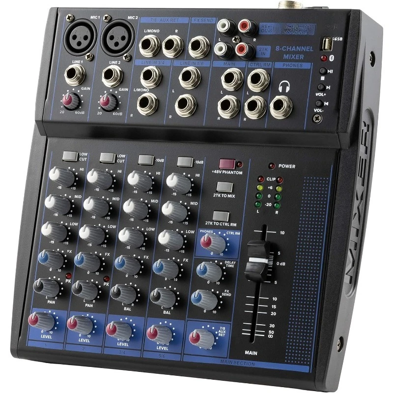 8-Channel Audio Mixer – USB Playback, FX, EQ, Phantom Power – Compact DJ Mix Console for Music, Podcast, Live Sound & Stu
8-Channel Audio Mixer – USB Playback, FX, EQ, Phantom Power – Compact DJ Mix Console for Music, Podcast, Live Sound & Stu