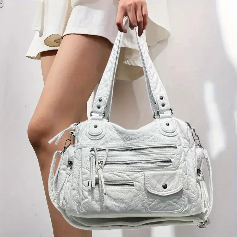Ladies' fashionable retro Dora chain Y2K spicy girl tote bag, large capacity distressed vegan leather shoulder bag
Ladies' fashionable retro Dora chain Y2K spicy girl tote bag, large capacity distressed vegan leather shoulder bag