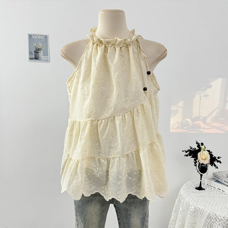 Sweet Sexy Design Chic Embroidery Halter Vest Women Summer Ruffled Slim Backles Sleeveless Vest Short Solid Casua Loose Vest Top
Sweet Sexy Design Chic Embroidery Halter Vest Women Summer Ruffled Slim Backles Sleeveless Vest Short Solid Casua Loose Vest Top
