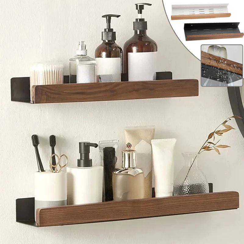 Wooden Kitchen Shelves Wall Mounted No Drill Shelves Organizer Hydrophobic durable Toilet Shampoo Holder bathroom accessories 
Wooden Kitchen Shelves Wall Mounted No Drill Shelves Organizer Hydrophobic durable Toilet Shampoo Holder bathroom accessories