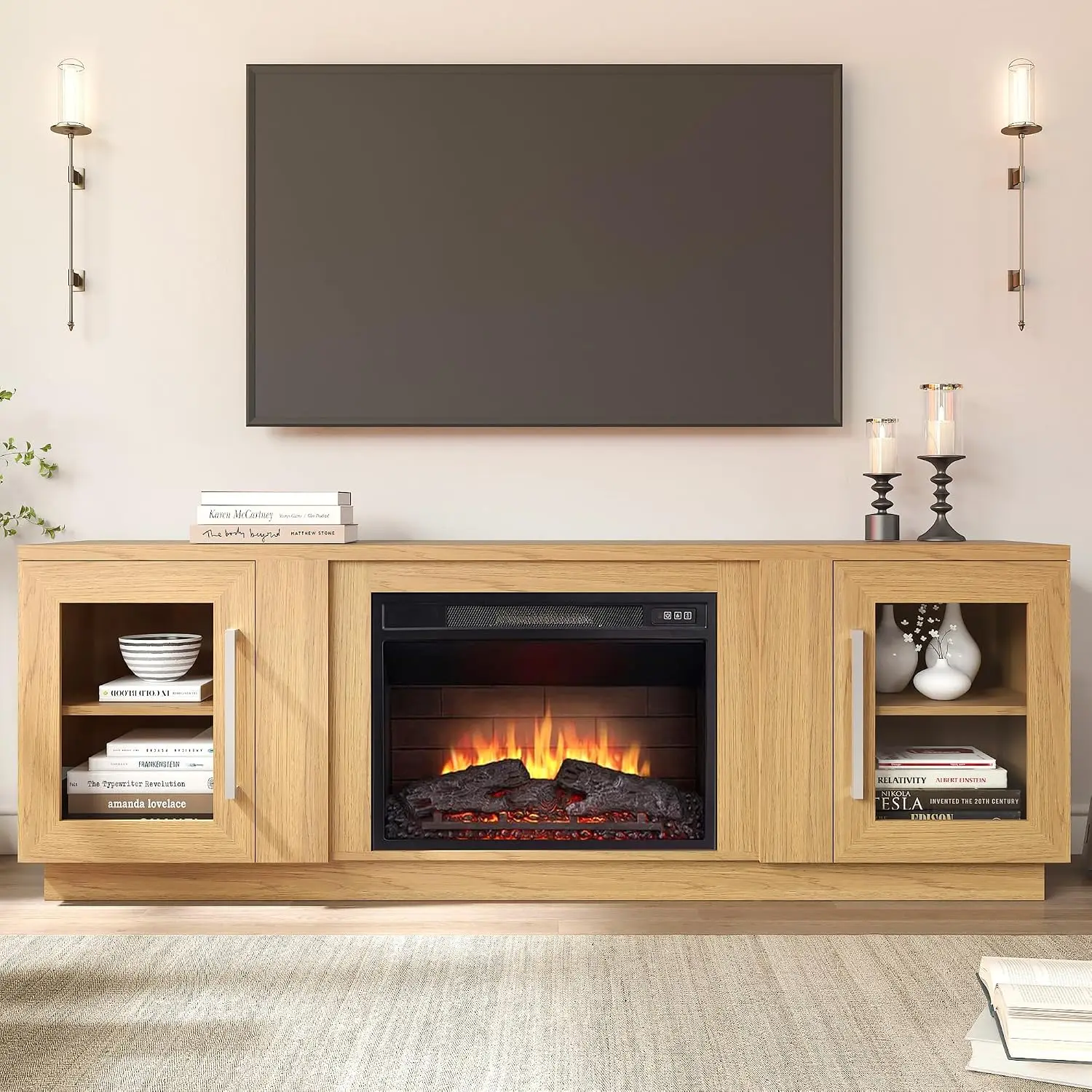 3D Fireplace TV Stand for TVs up to 80’’, Wooden Media Entertainment Center Table & TV Cabinets w/Storage Shelves &, Customized
3D Fireplace TV Stand for TVs up to 80’’, Wooden Media Entertainment Center Table & TV Cabinets w/Storage Shelves &, Customized