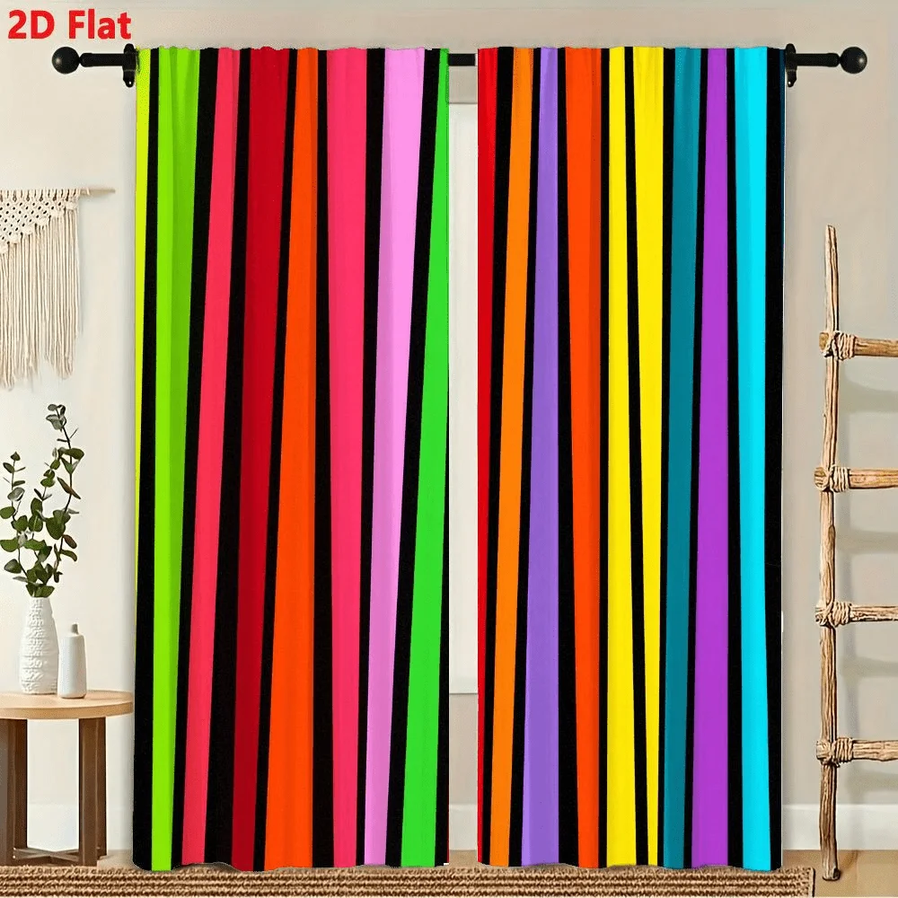 2Pcs Curtains, Abstract Vertical Stripes Colorful Pattern Window Drapes For Bedroom Room Decor Decoration Window Treatment.
2Pcs Curtains, Abstract Vertical Stripes Colorful Pattern Window Drapes For Bedroom Room Decor Decoration Window Treatment. 