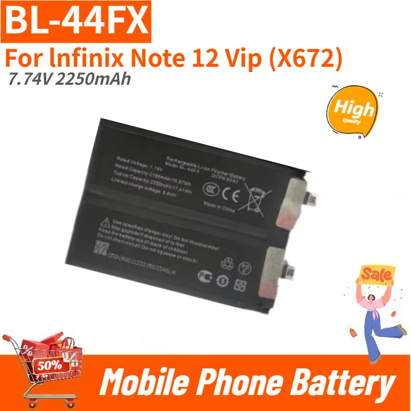 BL-44FX High Quality Phone Battery 7.74V 2250mAh For lnfinix Note 12 Vip (X672) Brand New Replacement Battery
BL-44FX High Quality Phone Battery 7.74V 2250mAh For lnfinix Note 12 Vip (X672) Brand New Replacement Battery
