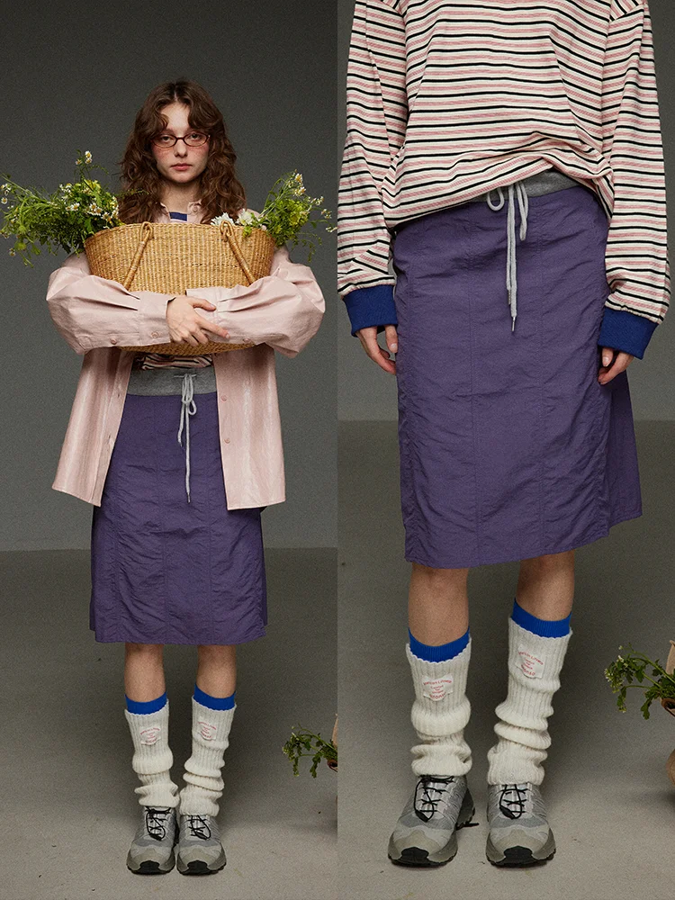 TNIT Retro Purple Drawstring A-Line Skirt Women's Casual Straight Workwear Midi Skirt Spring Season Versatile High Waist
TNIT Retro Purple Drawstring A-Line Skirt Women's Casual Straight Workwear Midi Skirt Spring Season Versatile High Waist