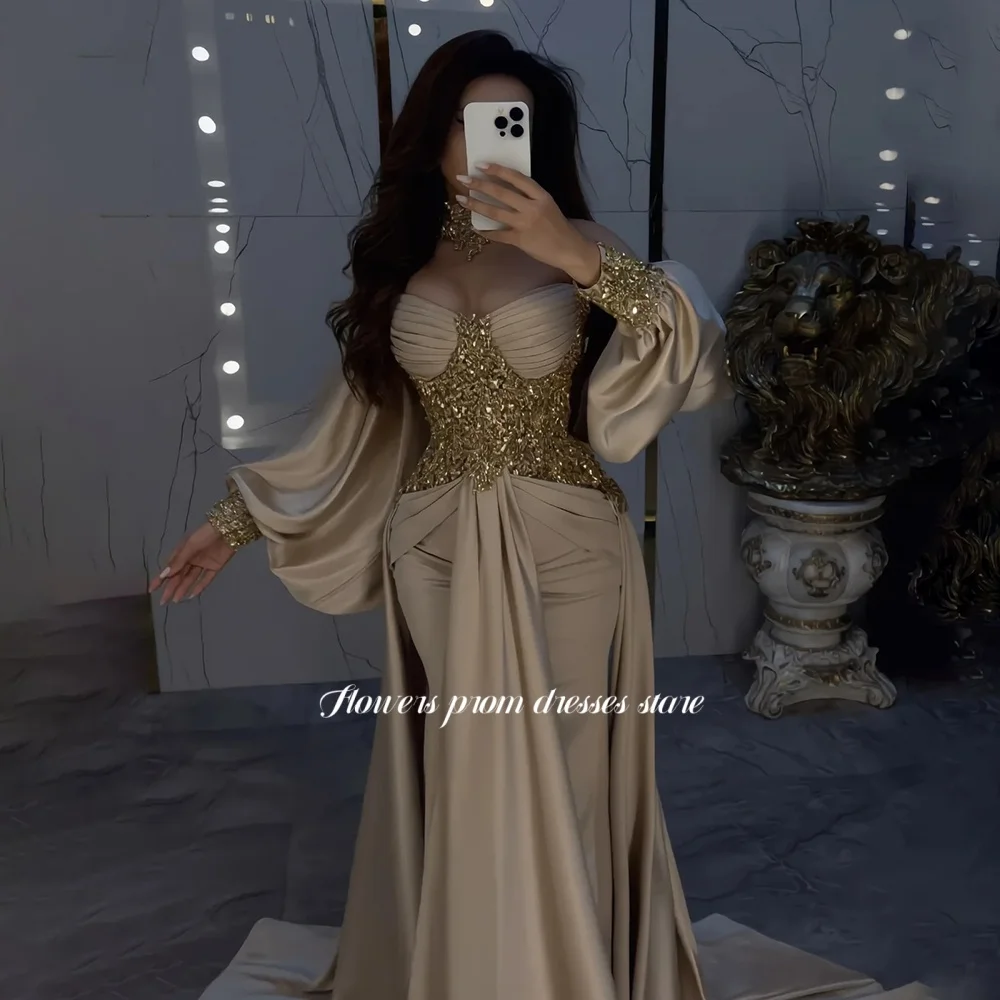 Flowers Sequined Party Dresses Lantern Sleeve Evening Dress Long Sleeve Prom Dress 2026 فساتين مناسبة رسمية Customized
Flowers Sequined Party Dresses Lantern Sleeve Evening Dress Long Sleeve Prom Dress 2026 فساتين مناسبة رسمية Customized