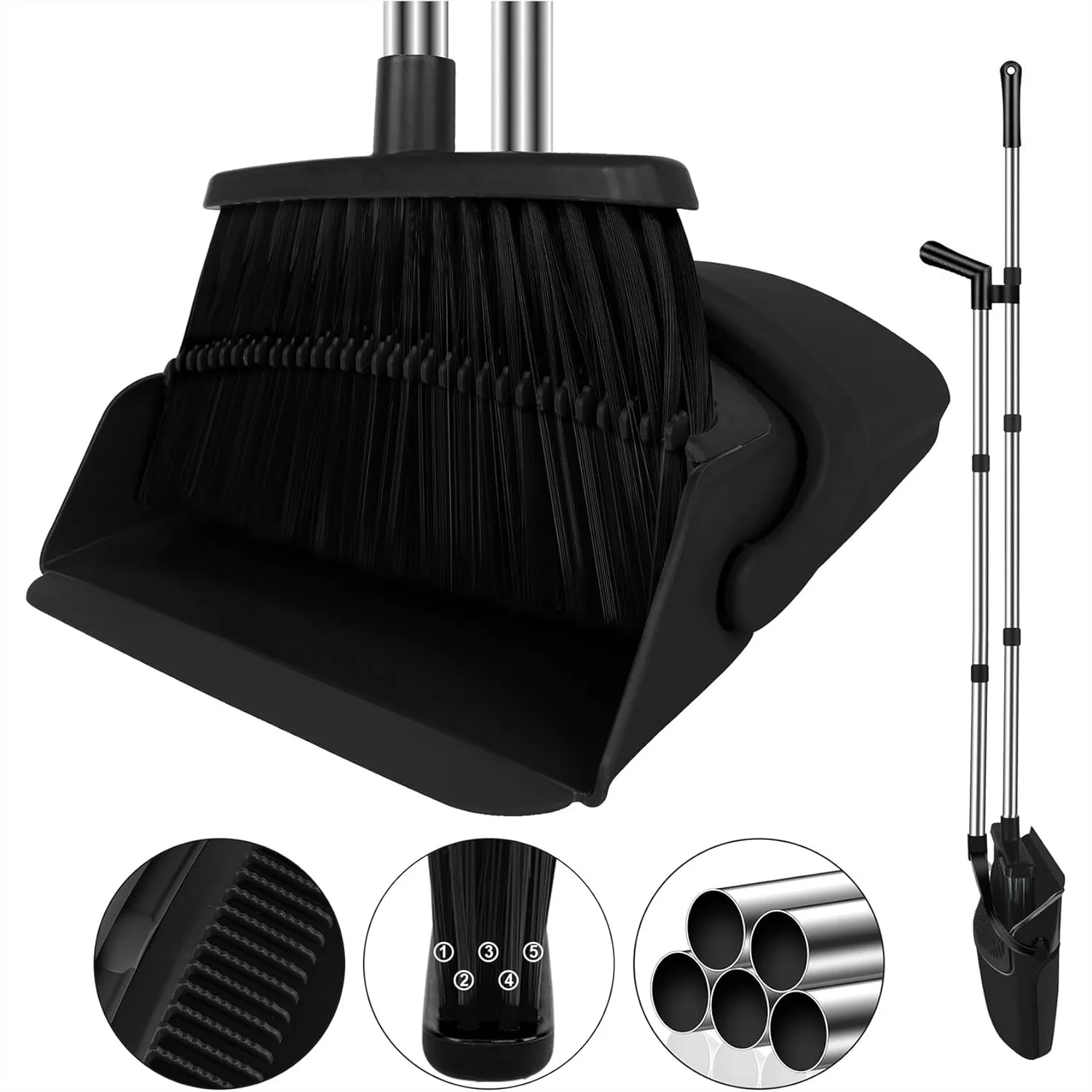 Broom and Dustpan Set with 51" Long Handle, Pet Hair Comb, for Kitchen Office Lobby Floor Cleaning
Broom and Dustpan Set with 51" Long Handle, Pet Hair Comb, for Kitchen Office Lobby Floor Cleaning