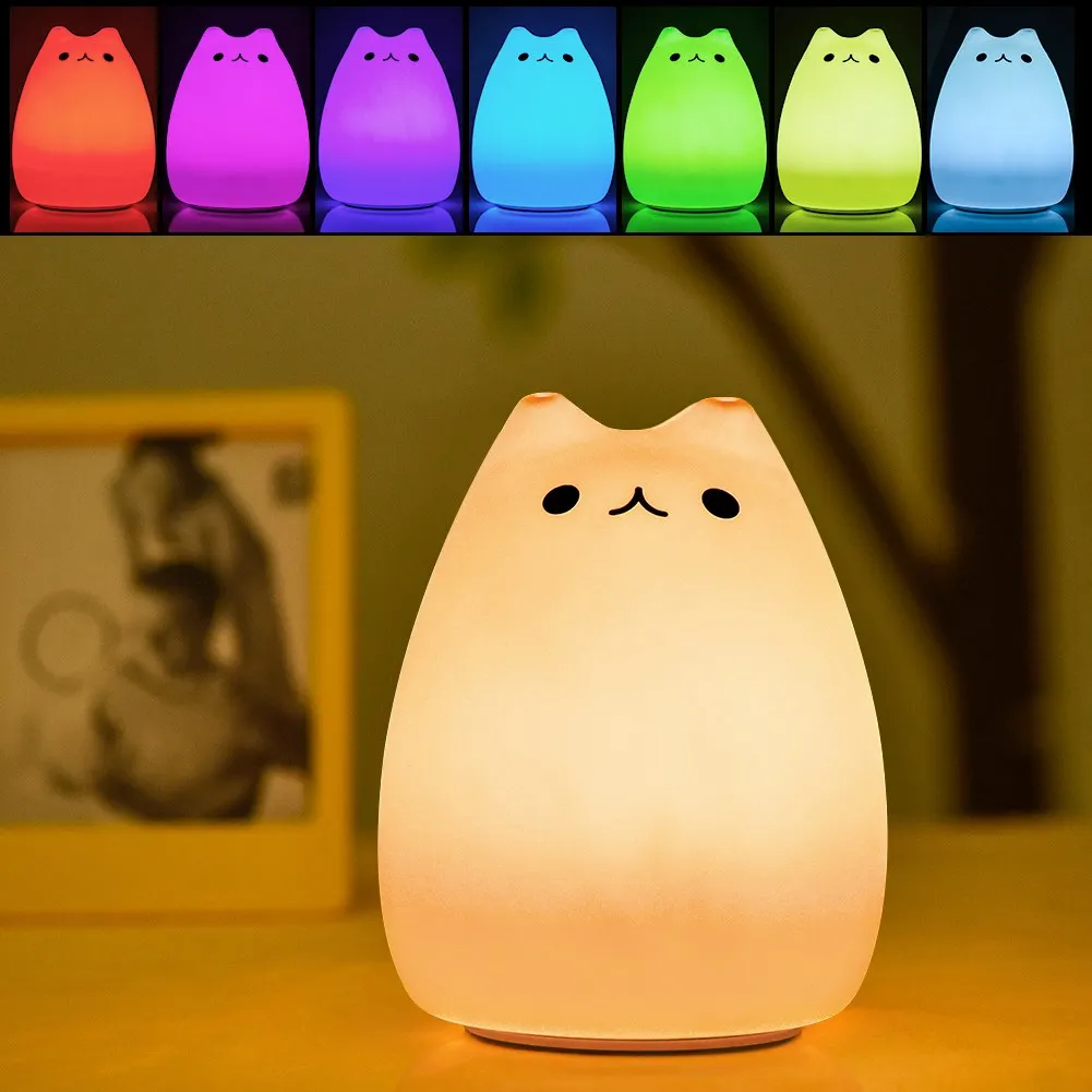 Children Night Light EECOO Cute Cat Lamp Soft Silicone Sensitive Tap Control Decompression Children Night Light
Children Night Light EECOO Cute Cat Lamp Soft Silicone Sensitive Tap Control Decompression Children Night Light