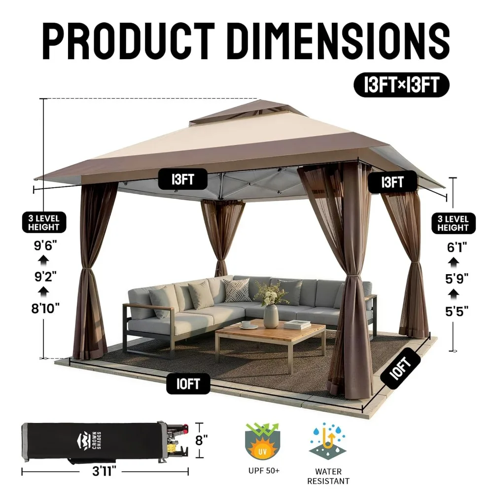 13x13 Pop Up Gazebo, Canopy Tent, Gazebos on Clearance - Outdoor Gazebo for Backyard & Patio Furniture, Customized
13x13 Pop Up Gazebo, Canopy Tent, Gazebos on Clearance - Outdoor Gazebo for Backyard & Patio Furniture, Customized