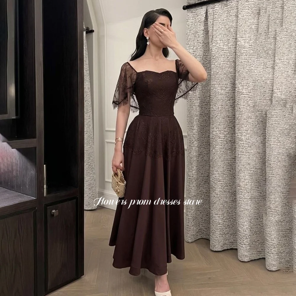 Flowers A Line Evening Dress with Lace Flare Sleeve Party Dress Tea Length Prom Dress for Women فساتين مناسبة رسمية Customized
Flowers A Line Evening Dress with Lace Flare Sleeve Party Dress Tea Length Prom Dress for Women فساتين مناسبة رسمية Customized