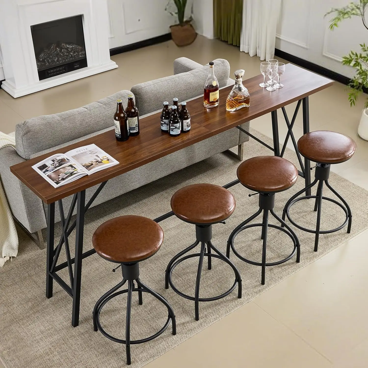 Барный стол длиной 84 дюйма с 4 стульями, дерево и металл, для кухни, кафе, домашнего бара, на заказ
Барный стол длиной 84 дюйма с 4 стульями, дерево и металл, для кухни, кафе, домашнего бара, на заказ